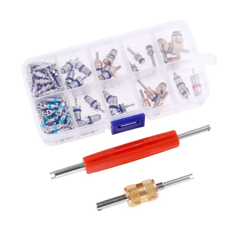 Mtsooning 102PCS Air Conditioning Valve Core Accessories Kit, AC R12 R134A Refrigeration Tire Valve Stem Cores & Removal Installer Tool, R134A Valve Kit for Car Air Contitionaing Repair - Image 5